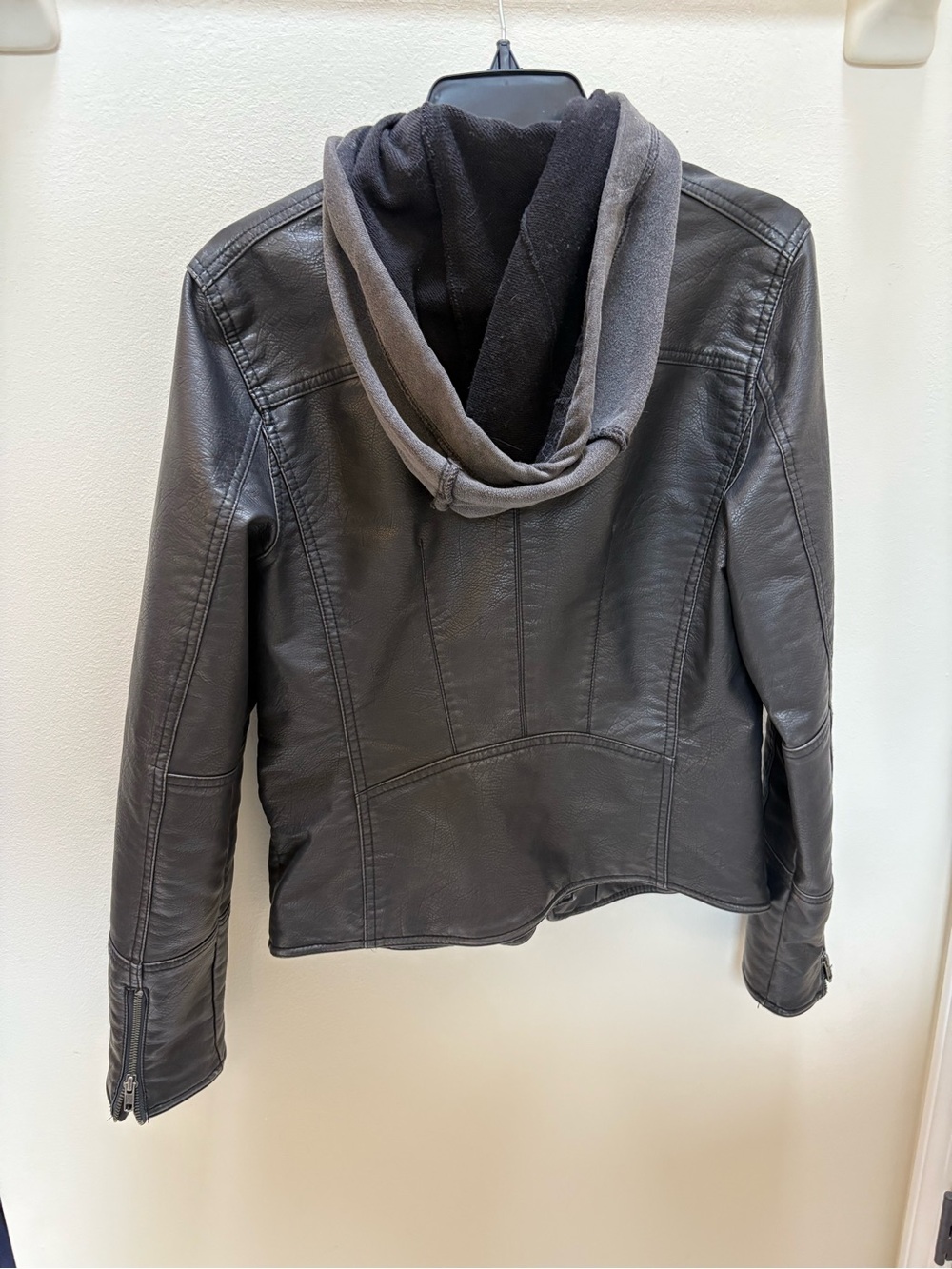 We The Free Espresso Brown Faux Leather Hooded Moto Jacket - Picture 6 of 10
